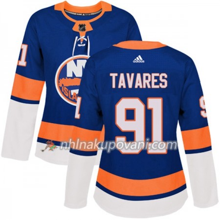 New York Islanders Dresy John Tavares 91 Adidas 2017-2018 Modrá Authentic - Dámské New York Islanders Dresy John Tavares 91 Adidas 2017-2018 Modrá Authentic - Dámské